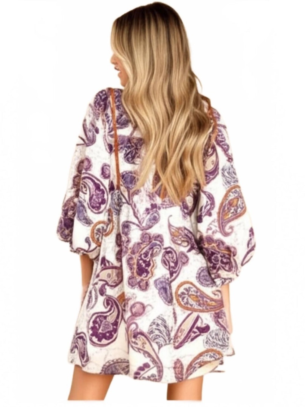Band of the Free Paisley Long Sleeve Mini Dress - Picture 2 of 5